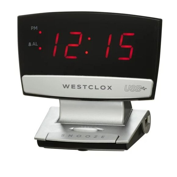 2X Digital Desk Table Alarm Clock BUNDLE USB Charging Port Black Silver - Picture 6 of 12